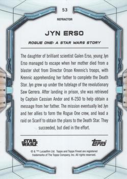 2022 Topps Finest Star Wars - Refractor #53 Jyn Erso Back