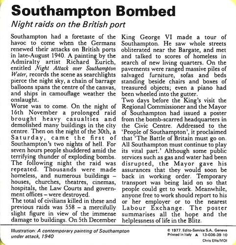 1977 Edito-Service World War II - Deck 39 #13-036-39-10 Southampton Bombed Back