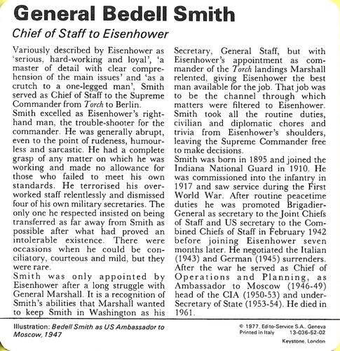 1977 Edito-Service World War II - Deck 52 #13-036-52-02 General Bedell Smith Back