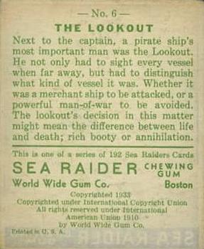 1933 World Wide Gum Sea Raiders (U.S. Version) (R124)  #6 The Lookout Back