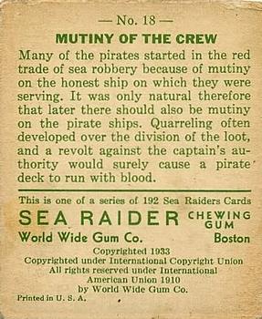 1933 World Wide Gum Sea Raiders (U.S. Version) (R124)  #18 Mutiny of the Crew Back