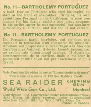 1933 World Wide Gum Sea Raiders (Canadian Version / English & French) (V359-2) #11 Bartholomy Portuguez Back