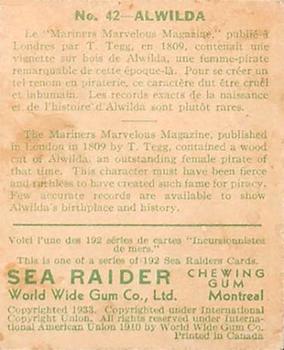 1933 World Wide Gum Sea Raiders (Canadian Version / English & French) (V359-2) #42 Alwilda Back