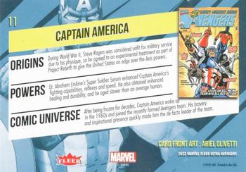 2022 Fleer Ultra Marvel Avengers #11 Captain America Back