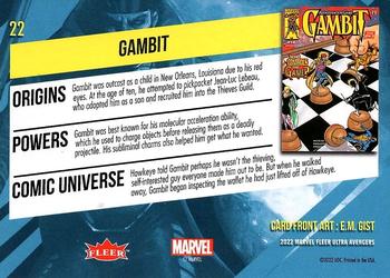 2022 Fleer Ultra Marvel Avengers #22 Gambit Back