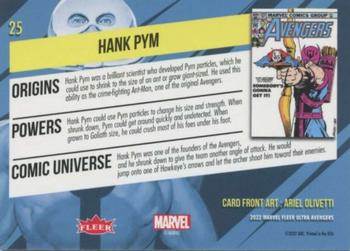 2022 Fleer Ultra Marvel Avengers #25 Hank Pym Back