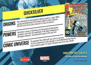2022 Fleer Ultra Marvel Avengers #55 Quicksilver Back