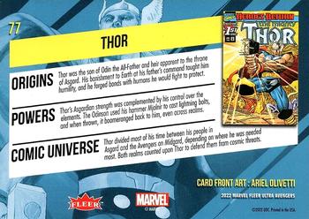 2022 Fleer Ultra Marvel Avengers #77 Thor Back