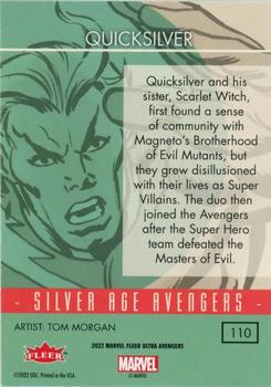 2022 Fleer Ultra Marvel Avengers #110 Quicksilver Back