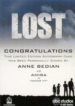2010 Rittenhouse Lost Seasons 1 thru 5 - Autographs #NNO Anne Bedian Back
