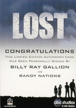 2010 Rittenhouse Lost Seasons 1 thru 5 - Autographs #NNO Billy Ray Gallion Back
