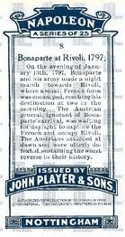 1989 Imperial Tobacco Limited 1916 Player's Napoleon (reprint) #8 Bonaparte at Rivoli, 1797 Back