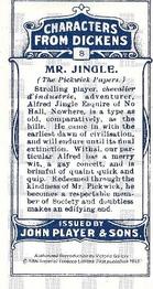 1990 Imperial Tobacco Ltd. 1912 Player's Characters from Dickens (reprint) #8 Alfred Jingle Esq Back
