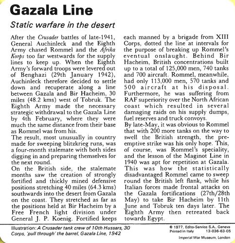 1977 Edito-Service World War II - Deck 63 #13-036-63-05 Gazala Line Back