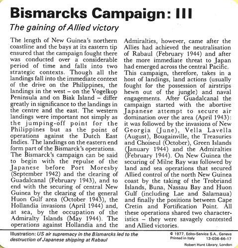 1977 Edito-Service World War II - Deck 66 #13-036-66-17 Bismarcks Campaign: III Back