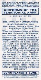 1990 Imperial Tobacco Co. 1939 Player's Uniforms of the Territorial Army (Reprint) #6 The Duke of Cumberland's Sharpshooters 1803 Back