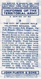 1990 Imperial Tobacco Co. 1939 Player's Uniforms of the Territorial Army (Reprint) #8 The City of London Rifle Volunteer Brigade 1859 Back