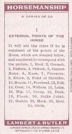 1994 1938 Imperial Publishing Lambert & Butler Horsemanship Reprint #1 External points of the horse Back