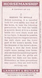 1994 1938 Imperial Publishing Lambert & Butler Horsemanship Reprint #2 Seeing to bridle Back