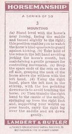 1994 1938 Imperial Publishing Lambert & Butler Horsemanship Reprint #3 Mounting Back
