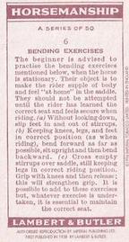 1994 1938 Imperial Publishing Lambert & Butler Horsemanship Reprint #6 Bending exercises Back