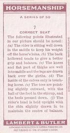1994 1938 Imperial Publishing Lambert & Butler Horsemanship Reprint #7 Correct seat Back