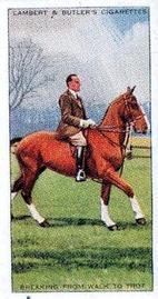 1994 1938 Imperial Publishing Lambert & Butler Horsemanship Reprint #13 Breaking from walk to trot Front