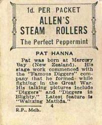 1933 Allen's Movie Stars #4 Pat Hanna Back