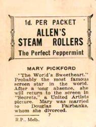 1933 Allen's Movie Stars #7 Mary Pickford Back