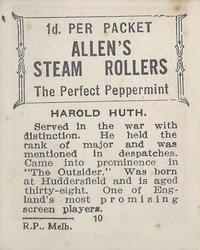 1933 Allen's Movie Stars #10 Harold Huth Back