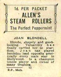 1933 Allen's Movie Stars #13 Joan Blondell Back