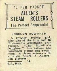 1933 Allen's Movie Stars #14 Jocelyn Howarth Back