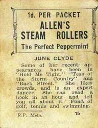 1933 Allen's Movie Stars #15 June Clyde Back