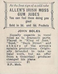 1933 Allen's Movie Stars #21 John Boles Back