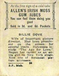 1933 Allen's Movie Stars #24 Billie Dove Back