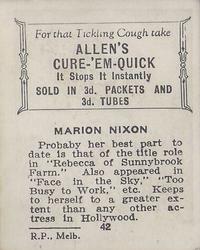 1933 Allen's Movie Stars #42 Marion Nixon Back