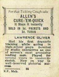 1933 Allen's Movie Stars #55 Laurence Olivier Back
