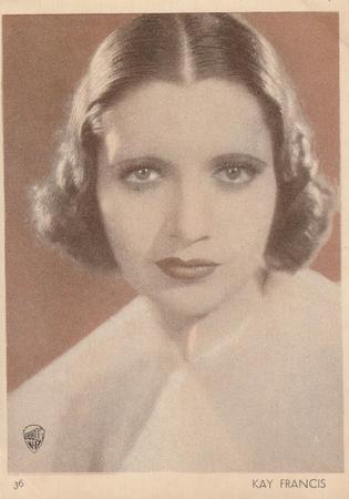 1930-39 Aguila Chocolate Movie Star Premiums #36 Kay Francis Front