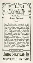 1937 John Sinclair Film Stars #85 Joan Bennett Back