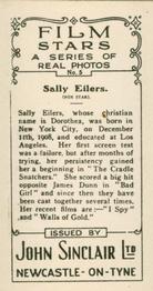 1937 John Sinclair Film Stars #5 Sally Eilers Back