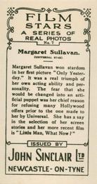 1937 John Sinclair Film Stars #7 Margaret Sullavan Back
