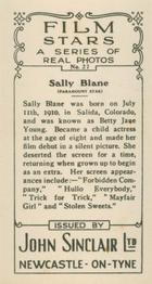 1937 John Sinclair Film Stars #27 Sally Blane Back