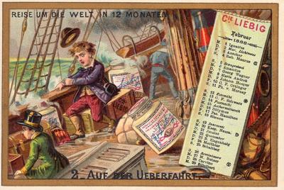 1888 Liebig Kalender II Reise um die Welt in 12 Monaten (Journey Round the World) (German Text) (F211, S210) #2 Storm at Sea Front