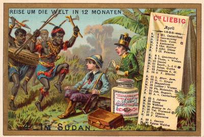 1888 Liebig Kalender II Reise um die Welt in 12 Monaten (Journey Round the World) (German Text) (F211, S210) #4 Sudan Front
