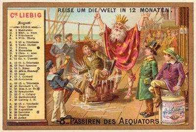 1888 Liebig Kalender II Reise um die Welt in 12 Monaten (Journey Round the World) (German Text) (F211, S210) #8 Equator Front