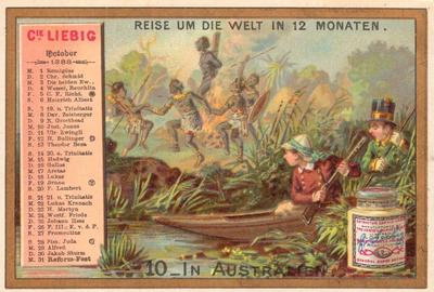 1888 Liebig Kalender II Reise um die Welt in 12 Monaten (Journey Round the World) (German Text) (F211, S210) #10 Australia Front