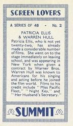 1938 Summit Screen Lovers #2 Patricia Ellis / Warren Hull Back