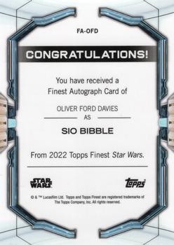 2022 Topps Finest Star Wars - Finest Autographs Blue #FA-OFD Oliver Ford Davies Back