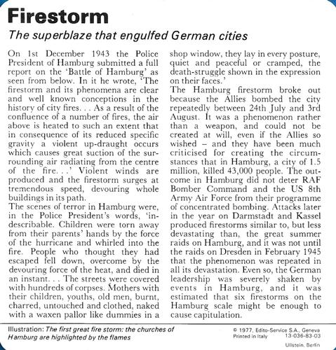 1977 Edito-Service World War II - Deck 83 #13-036-83-03 Firestorm Back