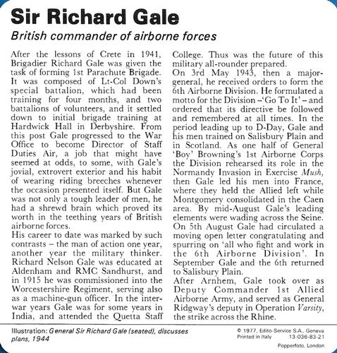 1977 Edito-Service World War II - Deck 83 #13-036-83-21 Sir Richard Gale Back